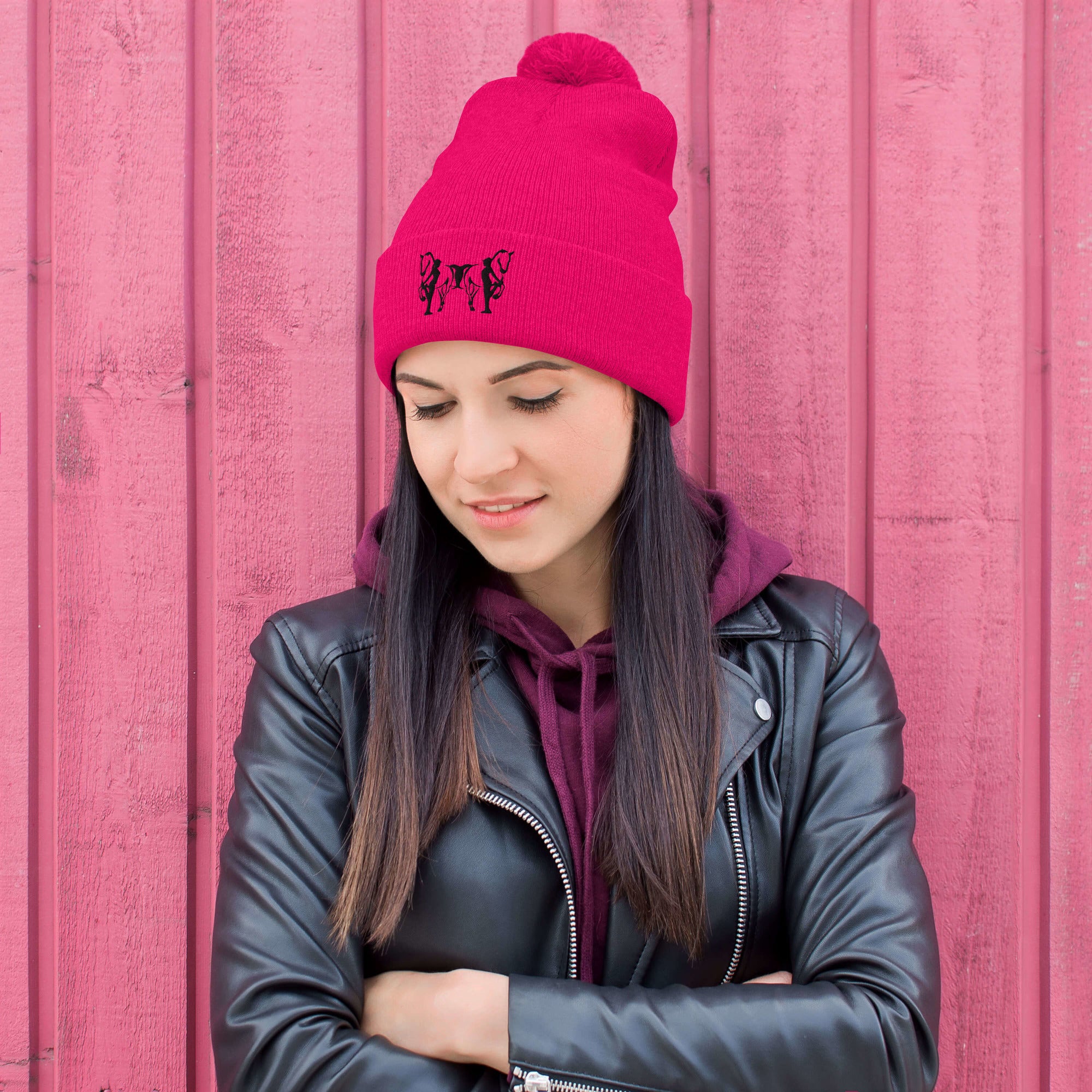 Bonnet à Pompon Logo Noir